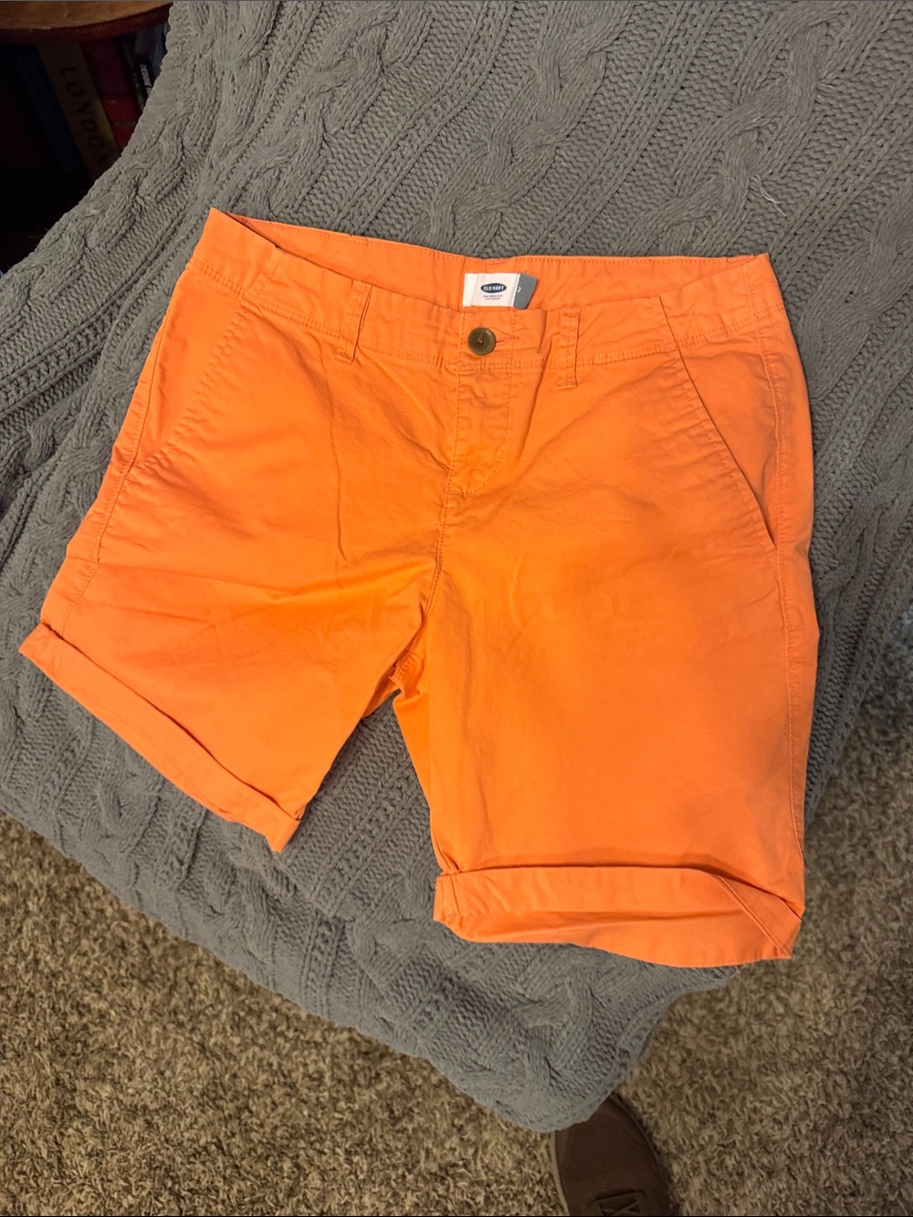 Old Navy Bright Orange Cuffed Casual Shorts